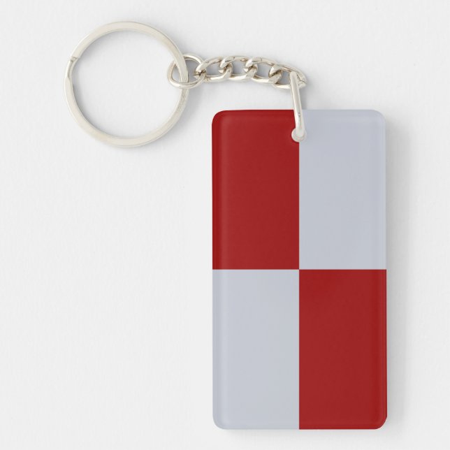 Llavero Rectángulos rojos y grises Keychain acrílico (Frente)