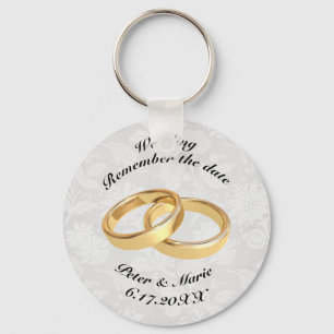 Llavero Recuerde los anillos de bodas de la fecha
