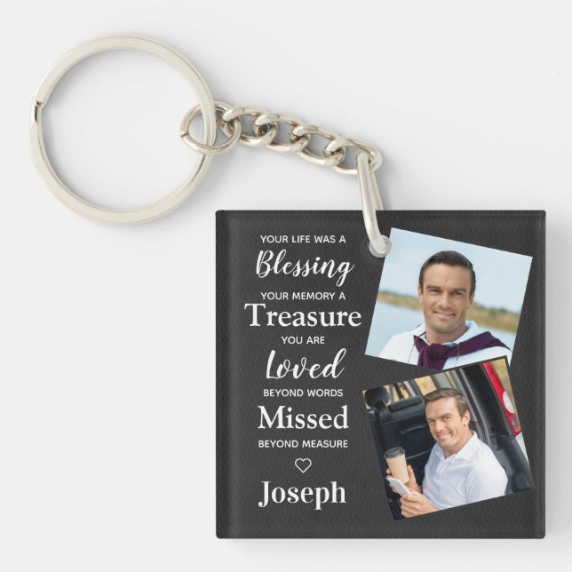 Llavero Recuerdo conmemorativo Poem Faux Leather Photo (Frente)