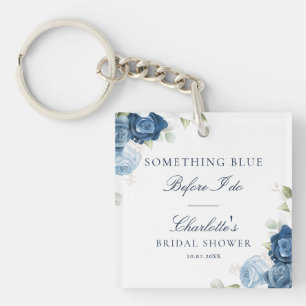 Llavero Recuerdo de Acuarela con Escritura Floral Azul Pol