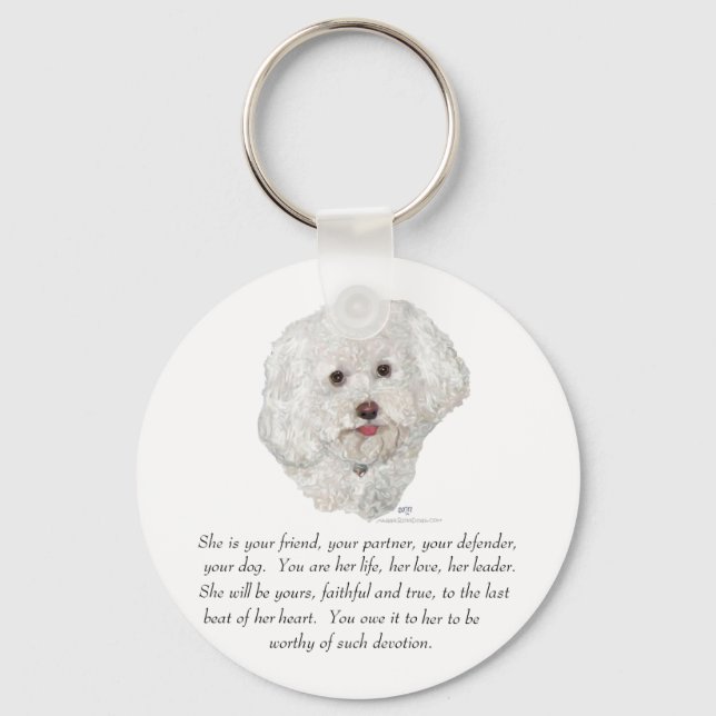 Llavero Recuerdo de Bichon Frise HEMBRA (Anverso)