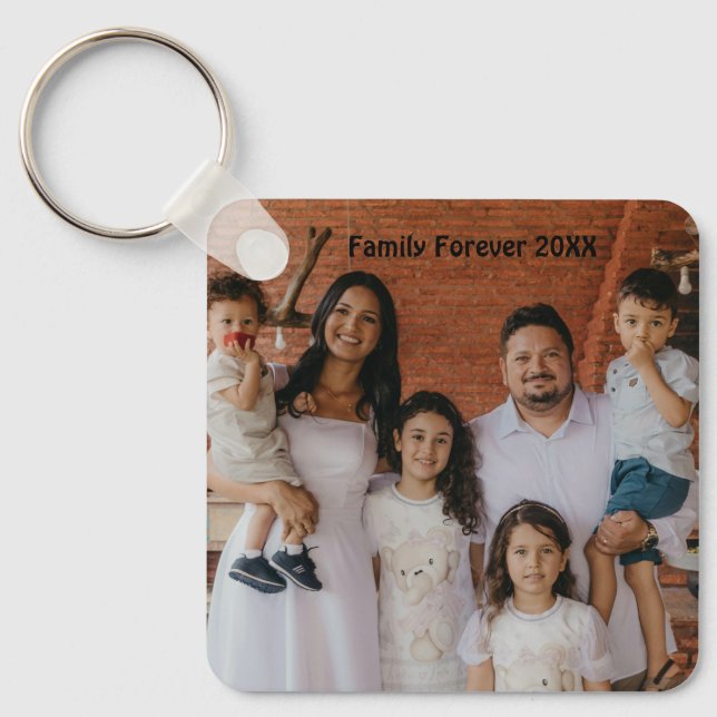 Llavero Recuerdo de círculo de aluminio con foto familiar  (Anverso)