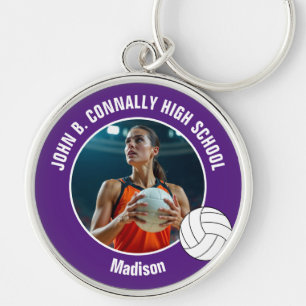 Llavero Recuerdo de foto de jugadora de voleibol morada