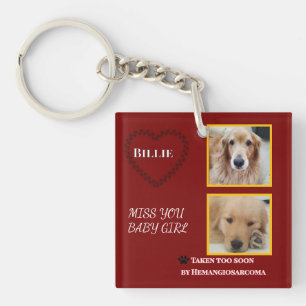Llavero Recuerdo de mascota Heartflet rojo apagado