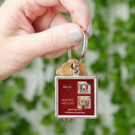 Llavero Recuerdo de pérdida de mascota rojo intenso