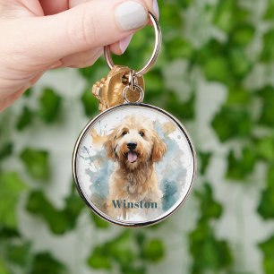 Llavero Recuerdo de perro Goldendoodle minimalista simple