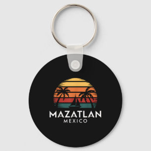 Llavero Recuerdo de puesta de sol retro de Mazatlán México