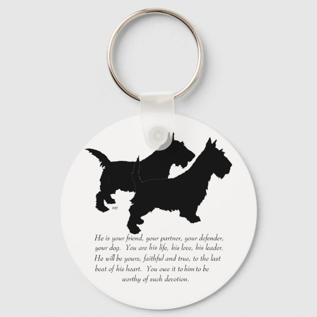 Llavero Recuerdo de Terriers Escoceses - Perros MACHOS (Anverso)