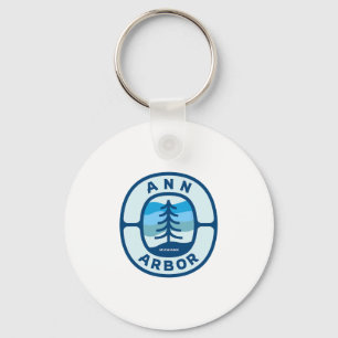 Llavero Recuerdo del bosque invernal retro de Ann Arbor Mi