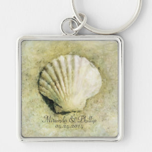 Llavero Recuerdo elegante de la boda de playa del Seashell