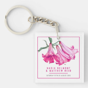 Llavero Recuerdo personalizado de boda floral de lirio ros