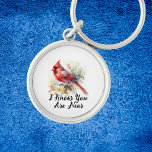 Llavero Recuerdo Personalizado de Cardenal Rojo<br><div class="desc">Recuerdo de Cardenal Rojo, elegante, Llavero, Personalizar, Este diseño se creó para servir a aquellos que necesitan consuelo y aliento. En un momento de pérdida, este cardenal rojo te recuerda que el espíritu de tus seres queridos está siempre contigo hasta que vuelvan a encontrarse. Personaliza editando el texto y agregando...</div>