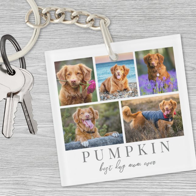 Llavero Recuerdo Personalizado para Amantes de Perros Foto (Personalized Pet Dog Photo Keepsake Keychain)
