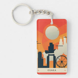 Llavero recuerdo retro vintage de vacaciones de viaje Osak