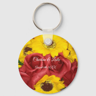 Llavero Recuerdos de Boda Rosas de Girasol Foto con Nombre