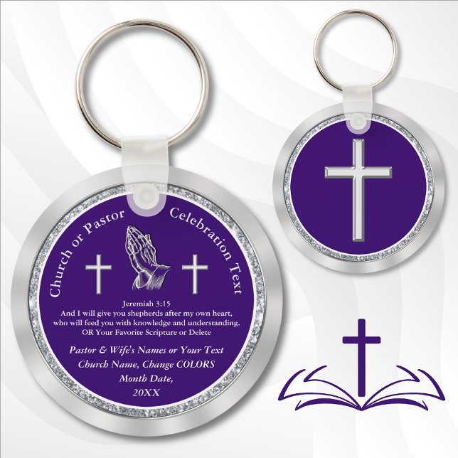 Llavero Recuerdos del aniversario de la Iglesia Personaliz (Bible Verse Party Favors. Church Anniversary Favors. Pastor Anniversary Favors. Pastors Birthday.)