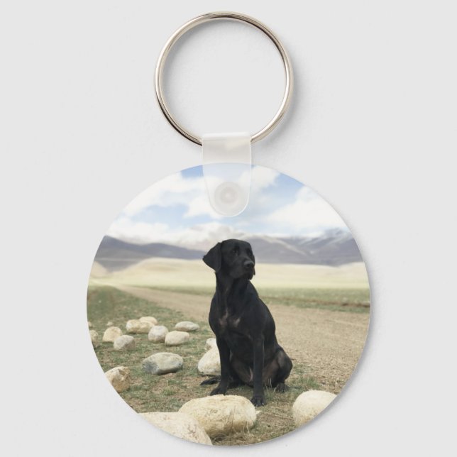 Llavero Recuperador de Labrador Negro personalizable (Anverso)
