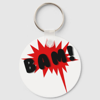 Llavero Red and black comics text and burst design BAM!