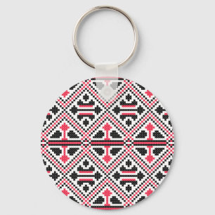 Llavero Red and Black cross-stitch Retro Pattern
