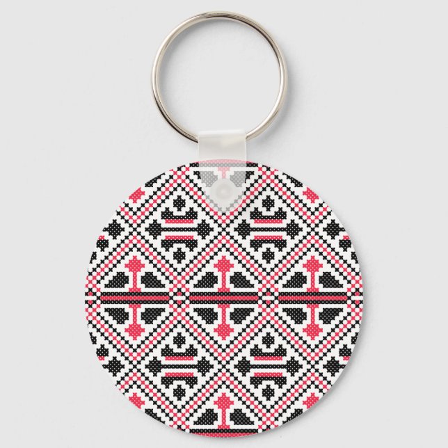 Llavero Red and Black cross-stitch Retro Pattern (Anverso)