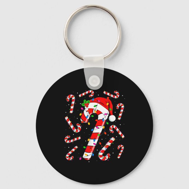 Llavero Red And White Candy Cane Santa Christmas Funny Xma (Anverso)
