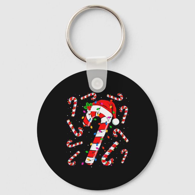 Llavero Red And White Candy Cane Santa Christmas Funny Xma (Anverso)
