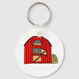 Llavero Red Barn Farm Scene Equine Horse Stall