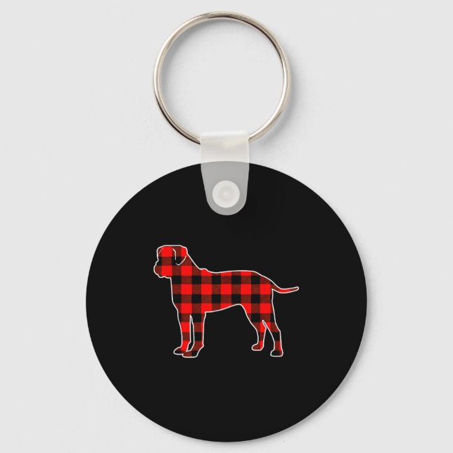 Llavero Red Buffalo Plaid Pajama Bullmastiff Christmas Dog (Anverso)