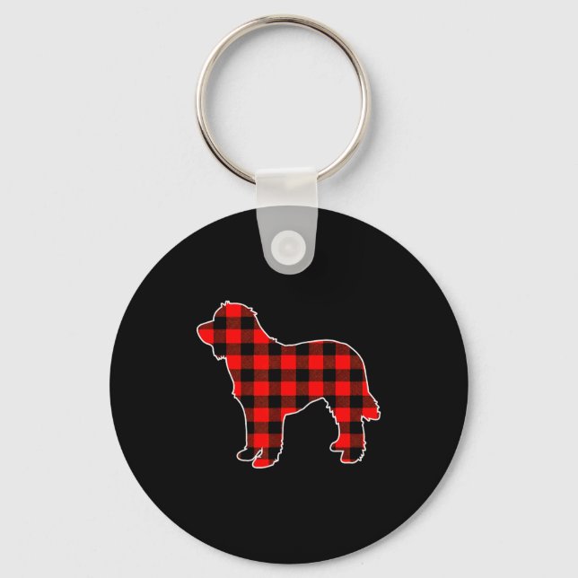 Llavero Red Buffalo Plaid Pajama Doodle Christmas Dog Love (Anverso)