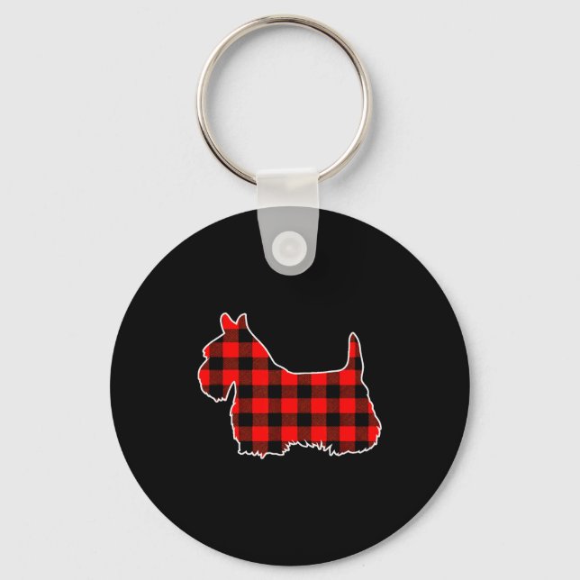 Llavero Red Buffalo Plaid Pajama Yorkshire Terrier Christm (Anverso)