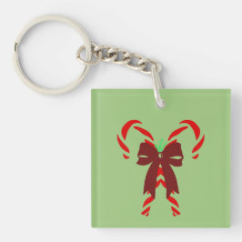 Llavero Red Candy Canes with Pine Needles & Bow