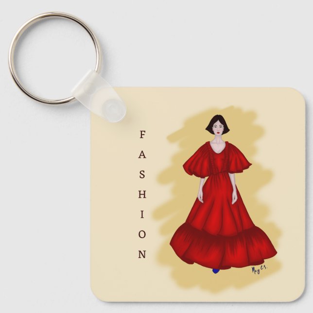 Llavero Red Couture Shape with Soft Yellow Atmosphere (Anverso)