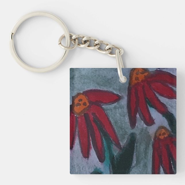 Llavero Red Daisies Acrílico (Frente)