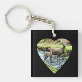 Llavero Red Deer Doe and Baby Deer