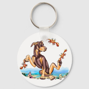 Llavero Red Doberman Pinscher Kinda Crabby Keychain