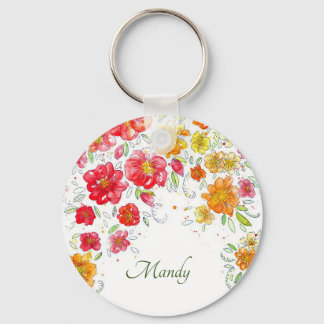 Llavero Red Floral Classy Fun Glitzy Bonito Girly