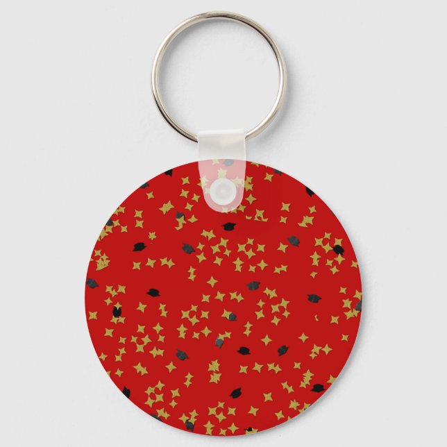 Llavero Red Graduation Confetti (Anverso)