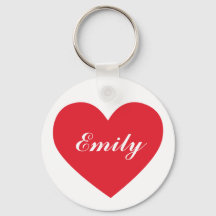 Red Heart Custom Name o Text Keychain