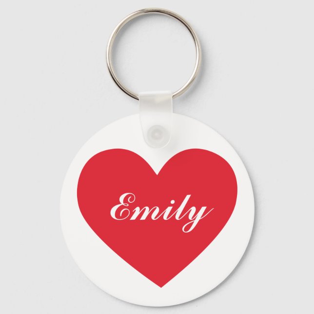 Llavero Red Heart Custom Name o Text Keychain (Anverso)