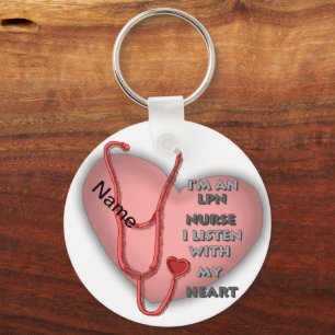 Llavero Red Heart LPN Enfermera de llave redonda