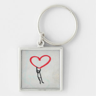 Llavero Red heart with stick figure,living on All you need