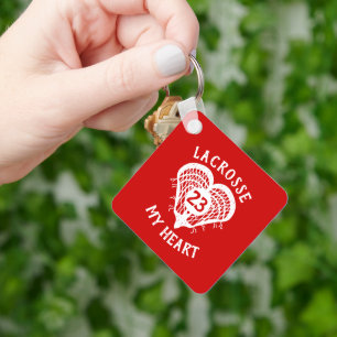Llavero Red Lacrosse My Heart Photo Keychain