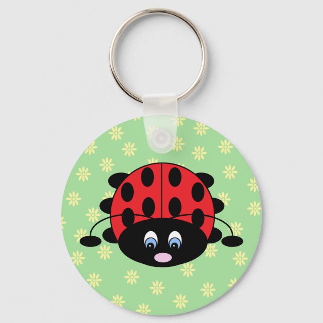 Llavero Red Ladybug con Flowers Keychain (Anverso)