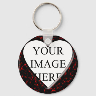 Llavero Red Marble Square Frame with Heart