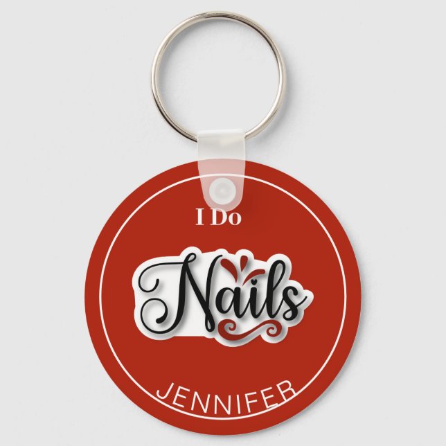 Llavero Red Moderno I Do Nails Nail Technician Keychain (Anverso)