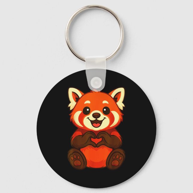 Llavero Red Panda Doing Heart With Hands Valentines Day  (Anverso)