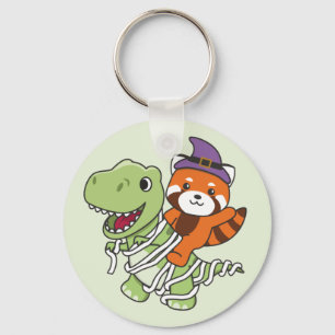 Llavero Red Panda Happy Halloween T-rex Mummy Costume Keym