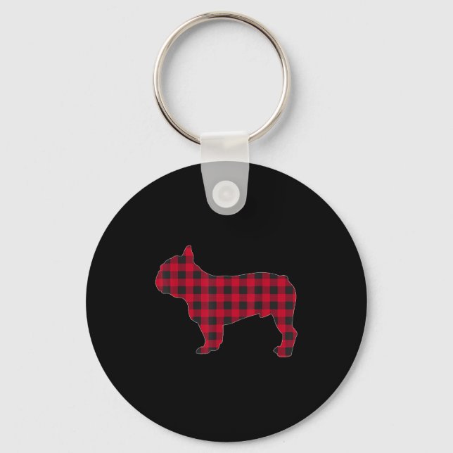 Llavero Red Plaid French Bulldog Dog Lover Matching Christ (Anverso)