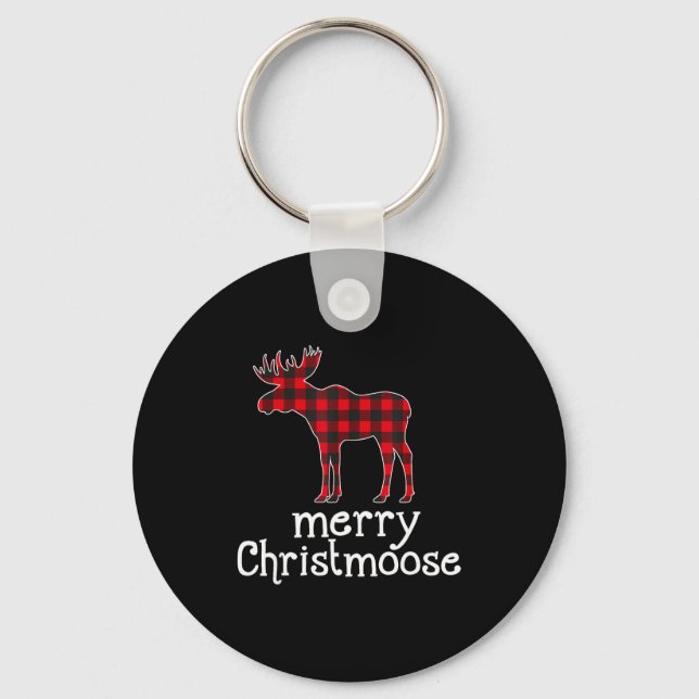 Llavero Red Plaid Merry Christmoose Christmas Moose Lovers (Anverso)