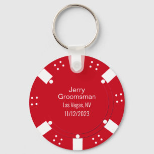 Llavero Red Poker Chip Casino Tema Favor de la Boda